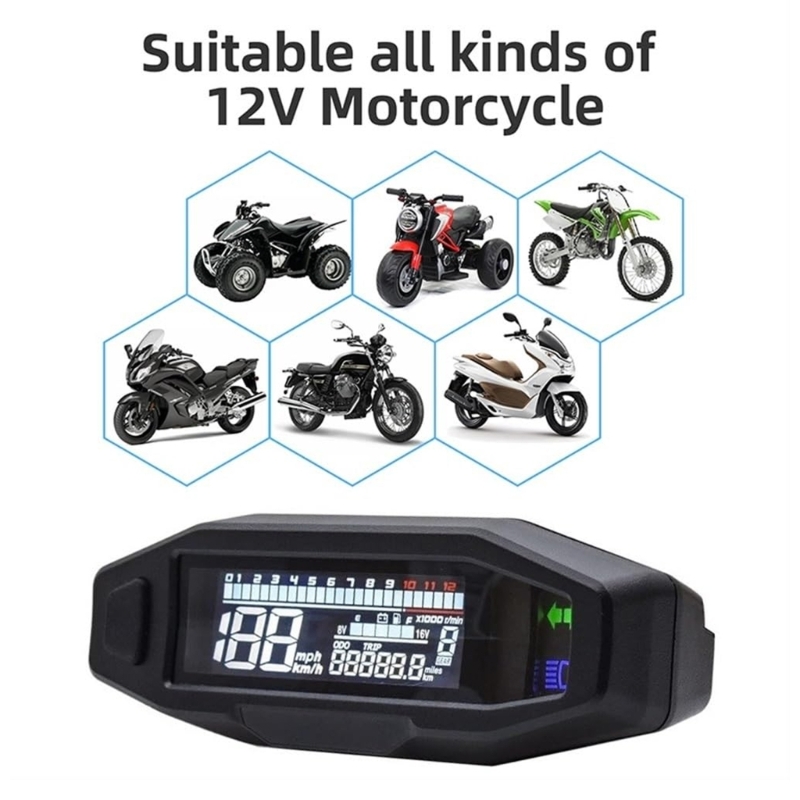 Motorcycle Gear White - D0UC 6 Gear Display Motorcycle Speedometer