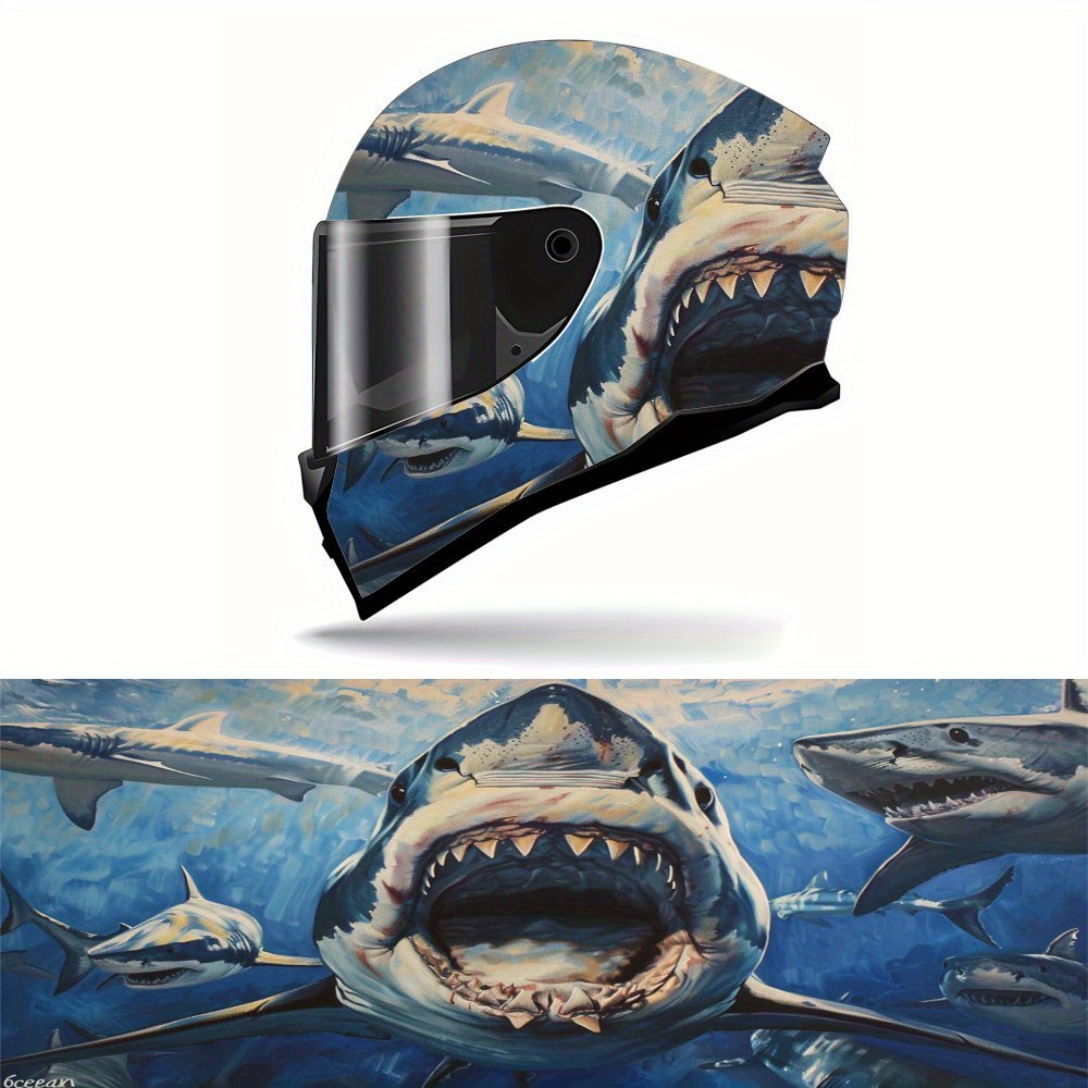 Motorcycle Gear White - Great White Shark Motorcycle Helmet Decal