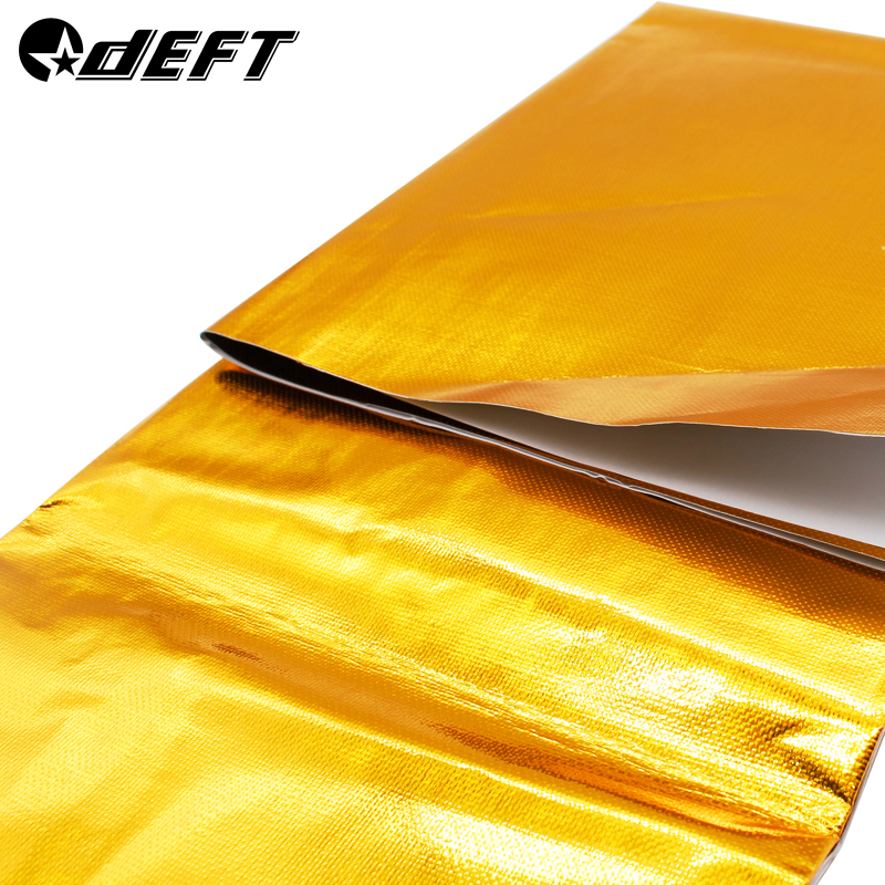 Exhaust Wrap Titanium - DEFT 100x100cm Self Adhesive Reflective Gold