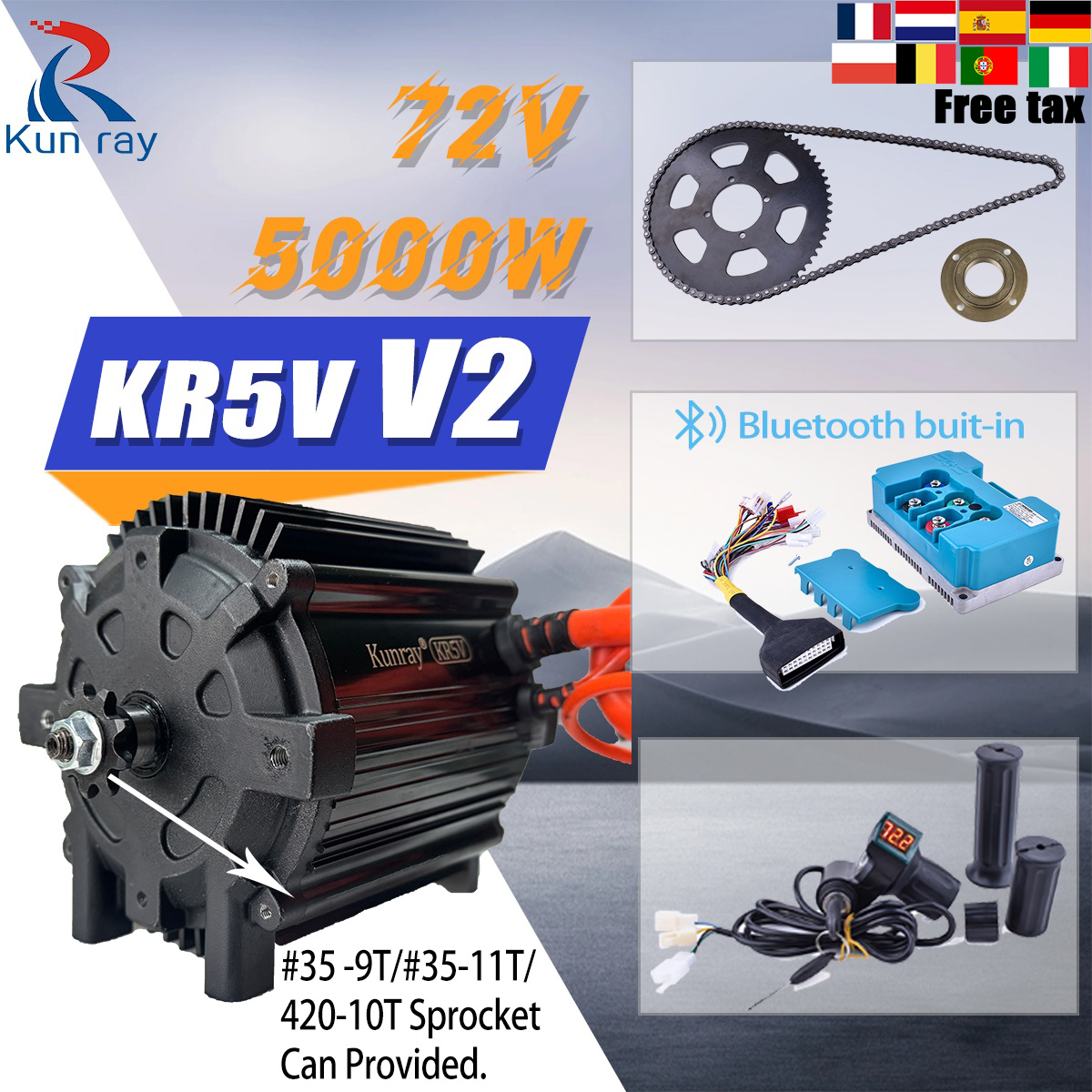 Motorcycle Gear Equipment - Kunray KR5V V2 72V 5000W Electric