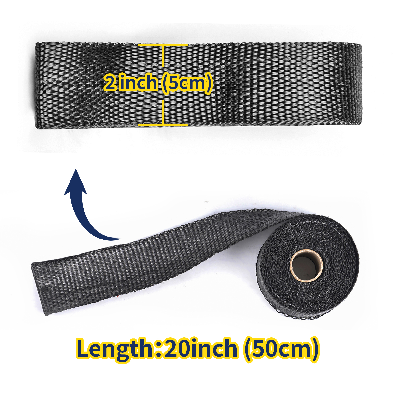 50MM x 5M Black/Titanium Exhau - Exhaust Wrap Titanium 评论和价格