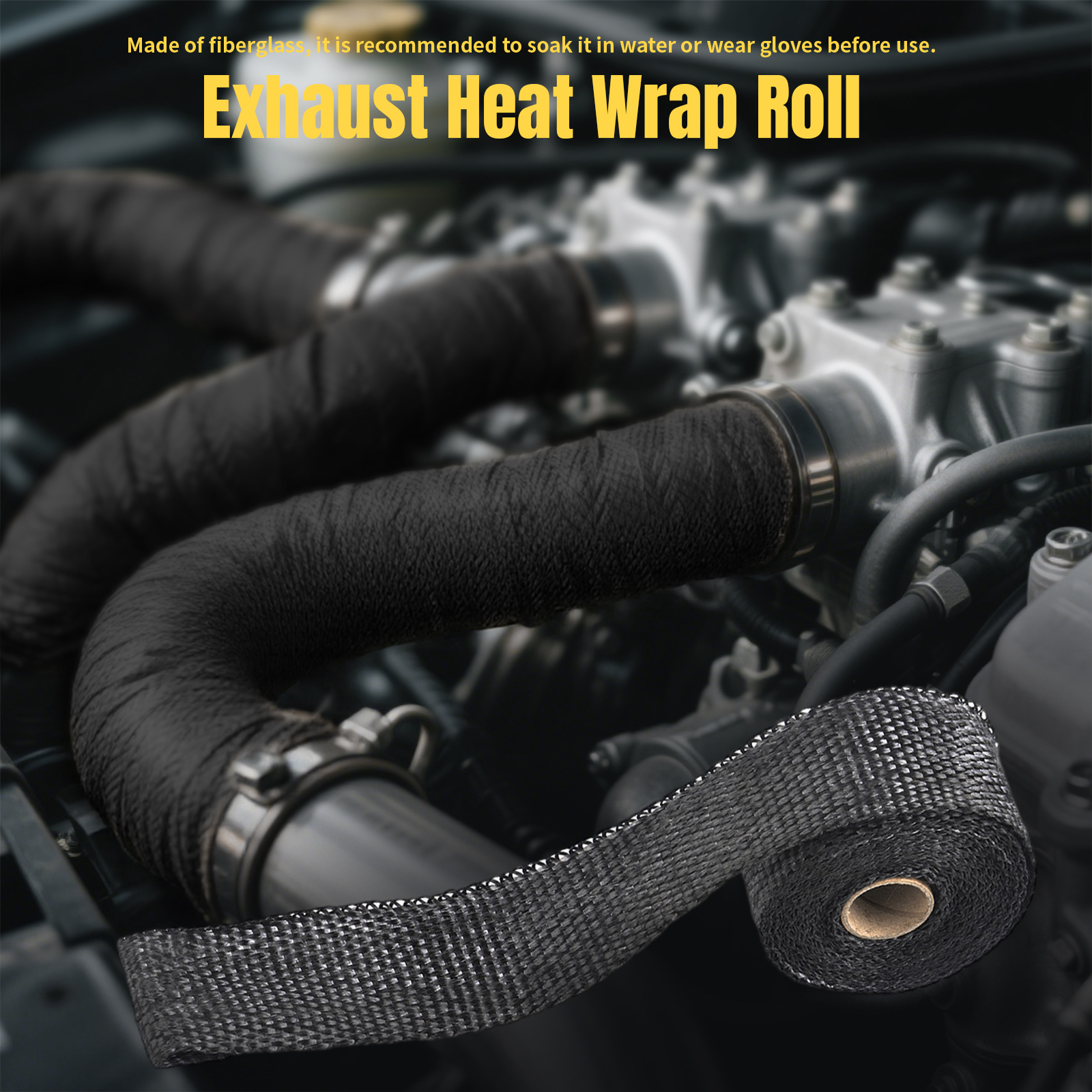 50MM x 5M Black/Titanium Exhau - Exhaust Wrap Titanium 评论和价格