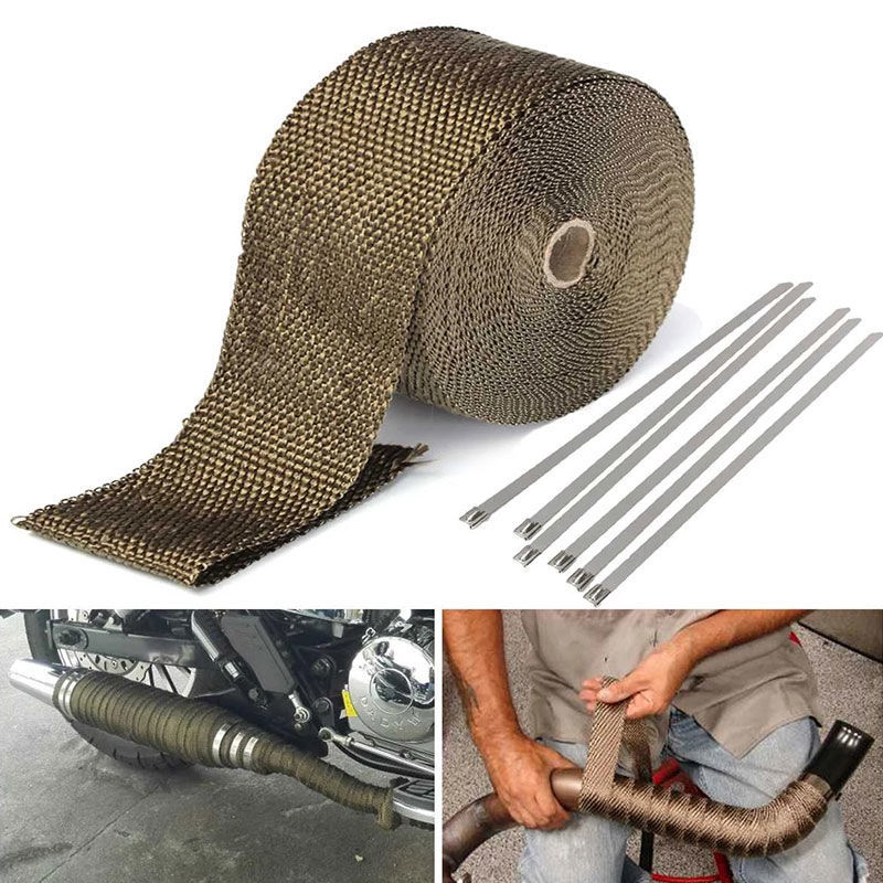 NEW*5M  Titanium/Black Exhaust - Exhaust Wrap Titanium 评论和价格